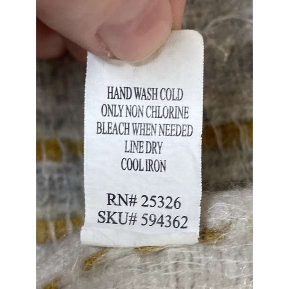 World Market Shawl Sweater Open Front Fuzzy Fringe Cardigan Oversized One Size - Picture 5 of 6